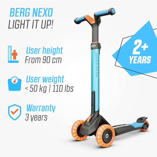 BERG Nexo Foldable Lights Blue Løbehjul