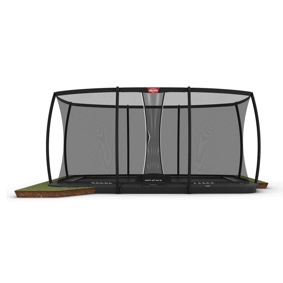 BERG Ultim Champion FlatGround 500 Grå Trampolin + Safety Net DLX XL