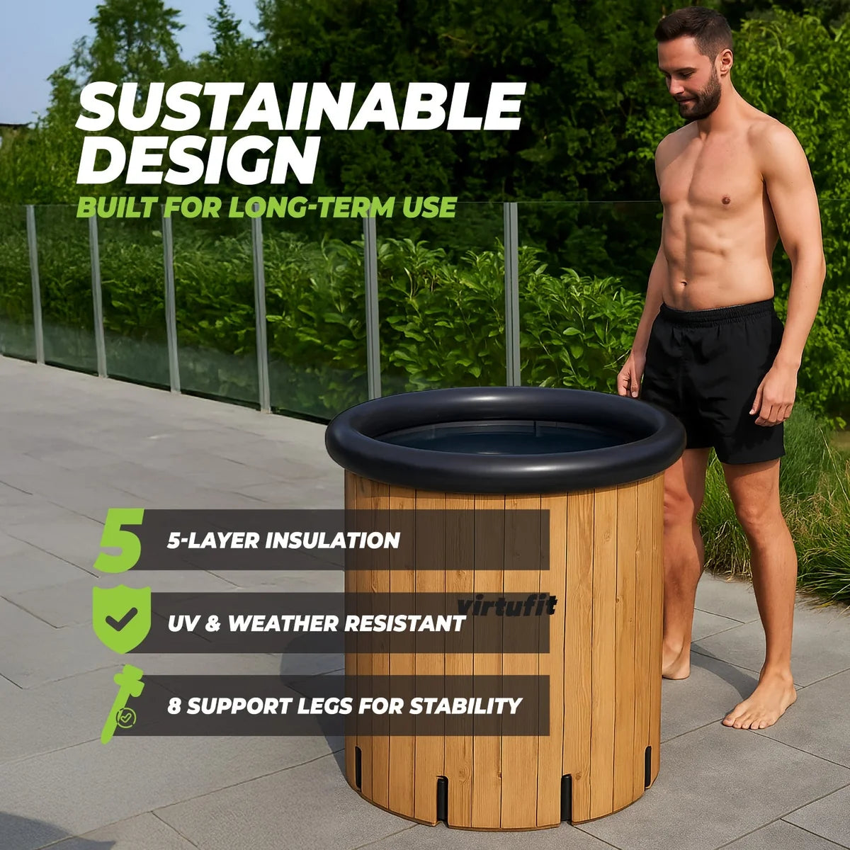 VirtuFit Isbad XXL - 375 liter (Wood Look)